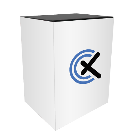 Messetheke MODULATE | B 80 cm x H 101,5 cm x T 60 cm | einseitig bedrucktt