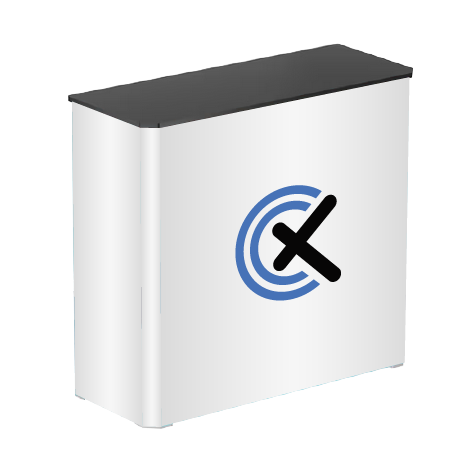 Messetheke FASTFRAME™ | B 102 cm x H 102,5 cm x T 41 cm | bedruckt